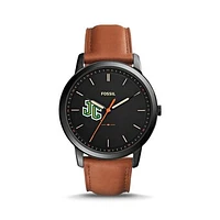 Men's Fossil  Black/Brown New Jersey City Gothic Knights Minimalist Slim Light Brown Leather Watch
