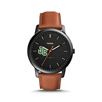 Men's Fossil  Black/Brown New Jersey City Gothic Knights Minimalist Slim Light Brown Leather Watch