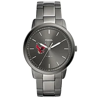 Men's Fossil  Gray Roberts Wesleyan Redhawks Minimalist Three-Hand Smoke Watch