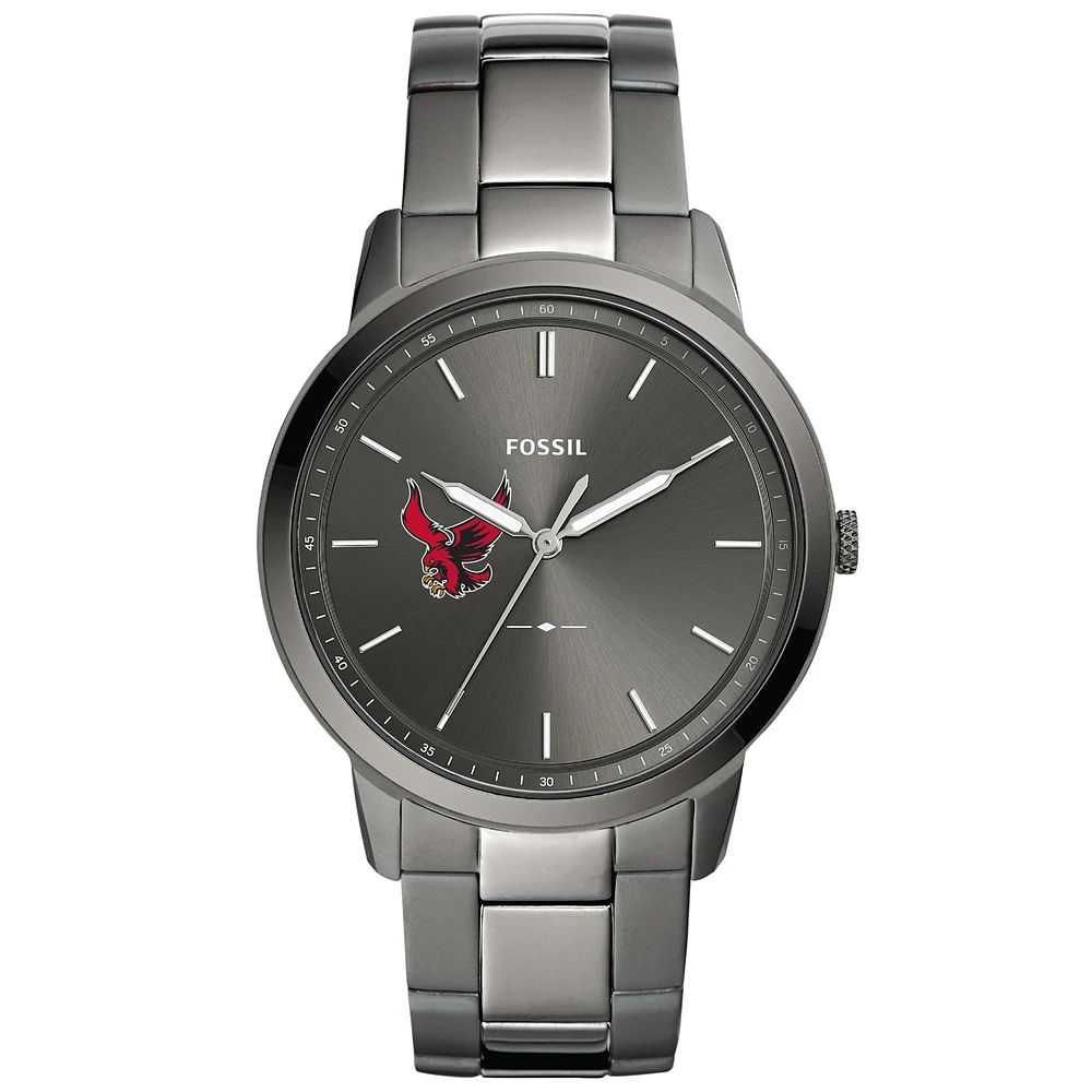 Men's Fossil  Gray Roberts Wesleyan Redhawks Minimalist Three-Hand Smoke Watch