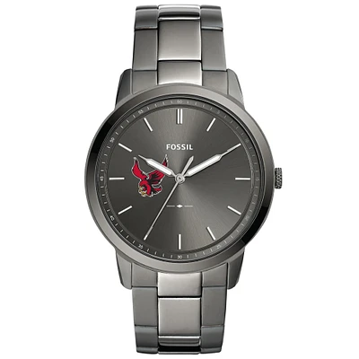 Men's Fossil  Gray Roberts Wesleyan Redhawks Minimalist Three-Hand Smoke Watch