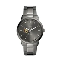 Men's Fossil  Gray Southwest Minnesota State Mustangs Minimalist Three-Hand Smoke Watch