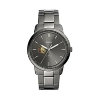 Men's Fossil  Gray Southwest Minnesota State Mustangs Minimalist Three-Hand Smoke Watch