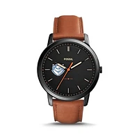 Men's Fossil  Black/Brown Saint Louis Billikens Minimalist Slim Light Brown Leather Watch