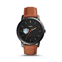 Men's Fossil  Black/Brown Saint Louis Billikens Minimalist Slim Light Brown Leather Watch