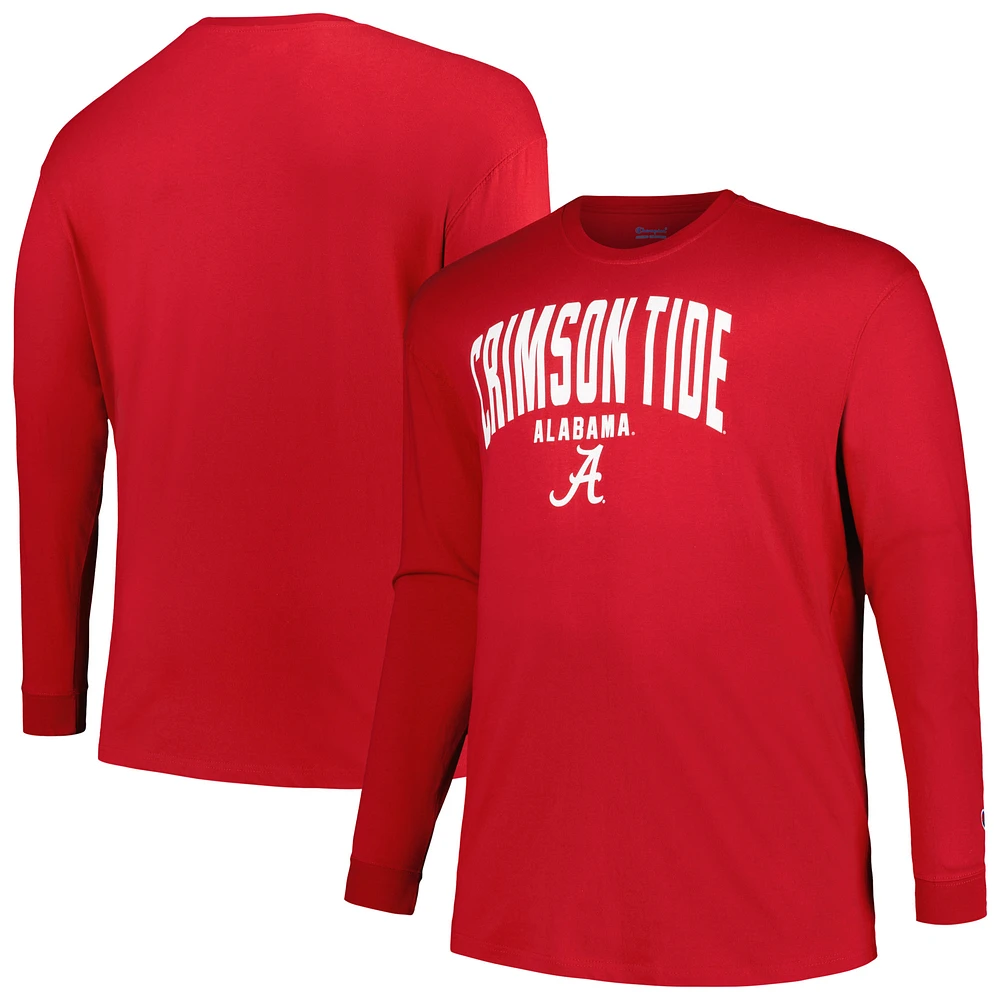 Men's Champion Crimson Alabama Tide Big & Tall Arch Long Sleeve T-Shirt