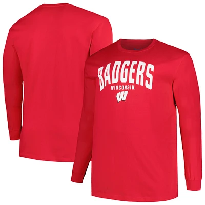 Men's Champion Red Wisconsin Badgers Big & Tall Arch Long Sleeve T-Shirt