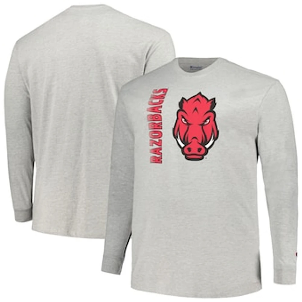 Men's Champion Heather Gray Arkansas Razorbacks Big & Tall Mascot Long Sleeve T-Shirt