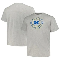 Men's Champion Heather Gray Michigan Wolverines Big & Tall Circle Logo T-Shirt