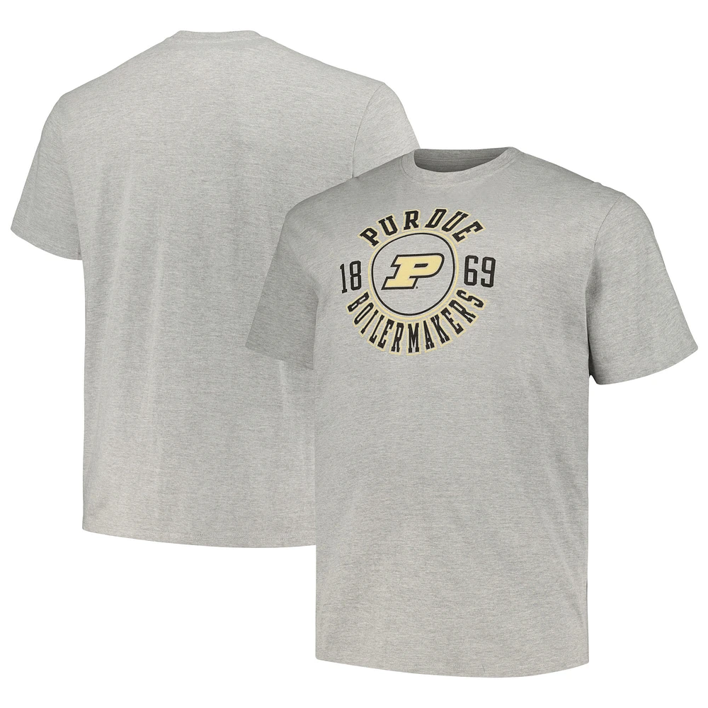 Men's Champion Heather Gray Purdue Boilermakers Big & Tall Circle Logo T-Shirt