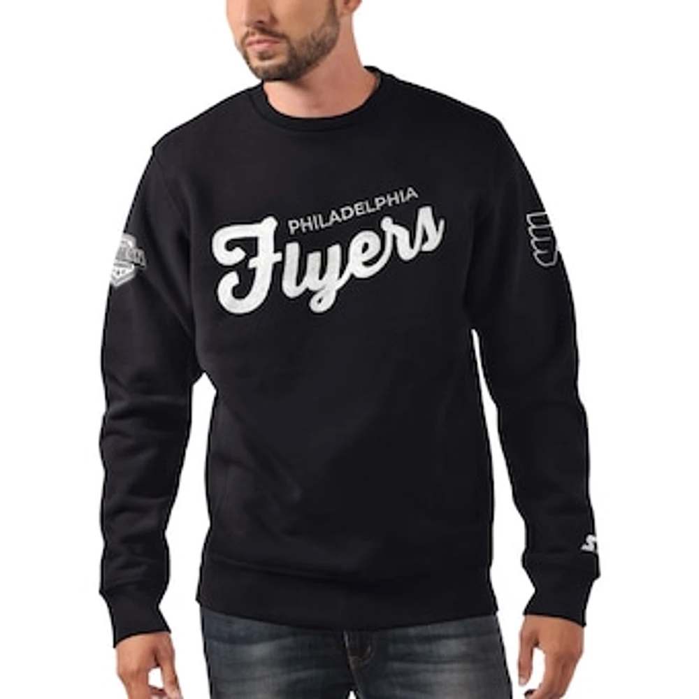 Men's Starter x NHL Black Ice Philadelphia Flyers Cross Check Pullover Sweatshirt