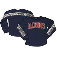 Girls Youth Gameday Couture  Navy Illinois Fighting Illini Guess Who's Back Long Sleeve T-Shirt