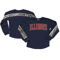Girls Youth Gameday Couture  Navy Illinois Fighting Illini Guess Who's Back Long Sleeve T-Shirt