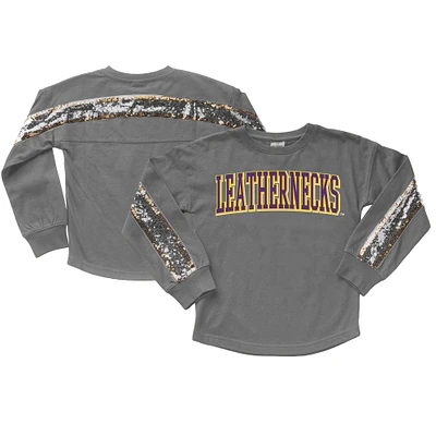 Girls Youth Gameday Couture  Gray Western Illinois Leathernecks Guess Who's Back Long Sleeve T-Shirt
