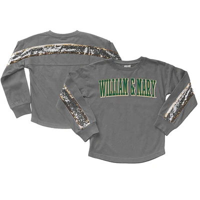 Girls Youth Gameday Couture  Gray William & Mary Tribe Guess Who's Back Long Sleeve T-Shirt