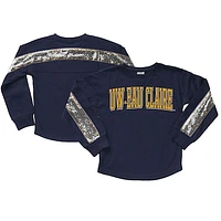 Girls Youth Gameday Couture  Navy Wisconsin Eau Claire Blugolds Guess Who's Back Long Sleeve T-Shirt