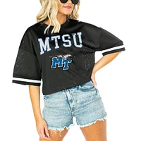 Women's Gameday Couture  Black MTSU Blue Raiders Striped Game Face Fashion Jersey