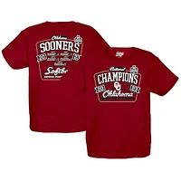 Youth Blue 84  Crimson Oklahoma Sooners 2023 NCAA Softball Women's College World Series Champions Schedule T-Shirt