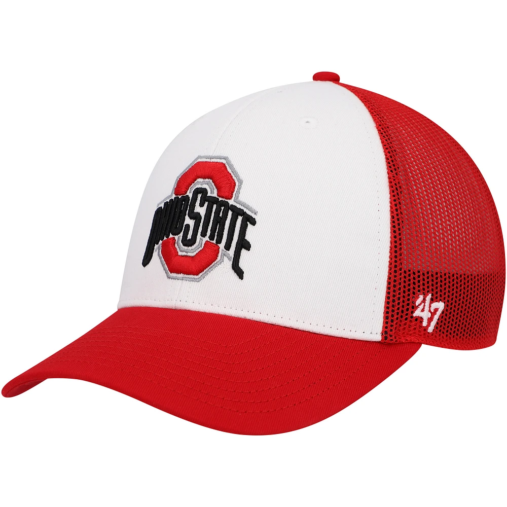 Men's '47 White/Scarlet Ohio State Buckeyes Freshman Trucker Adjustable Hat