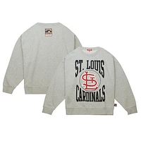 Women's Mitchell & Ness Heather Gray St. Louis Cardinals Cooperstown Collection Logo 3.0 Pullover Sweatshirt