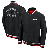 Men's Black Formula 1 Clubhouse Satin Full-Snap Jacket