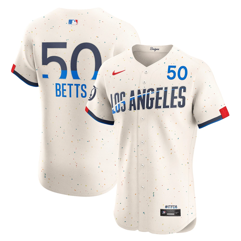 Men's Nike Mookie Betts Cream Los Angeles Dodgers City Connect Elite Player Jersey