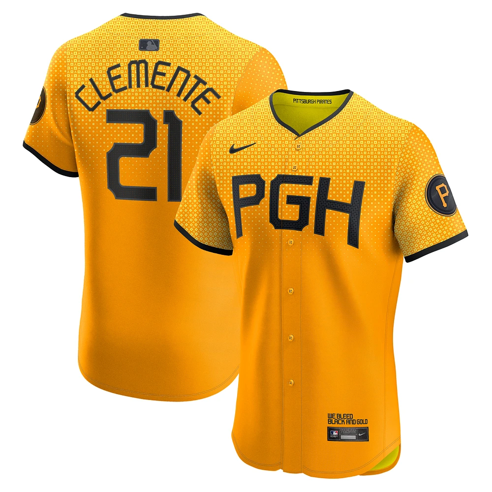 Men's Nike Roberto Clemente Gold Pittsburgh Pirates City Connect Elite Player Jersey