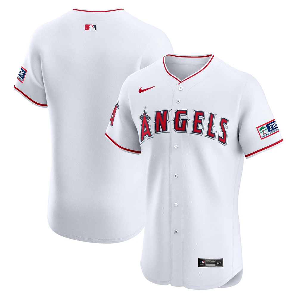 Men's Nike White Los Angeles Angels Home Elite Patch Jersey