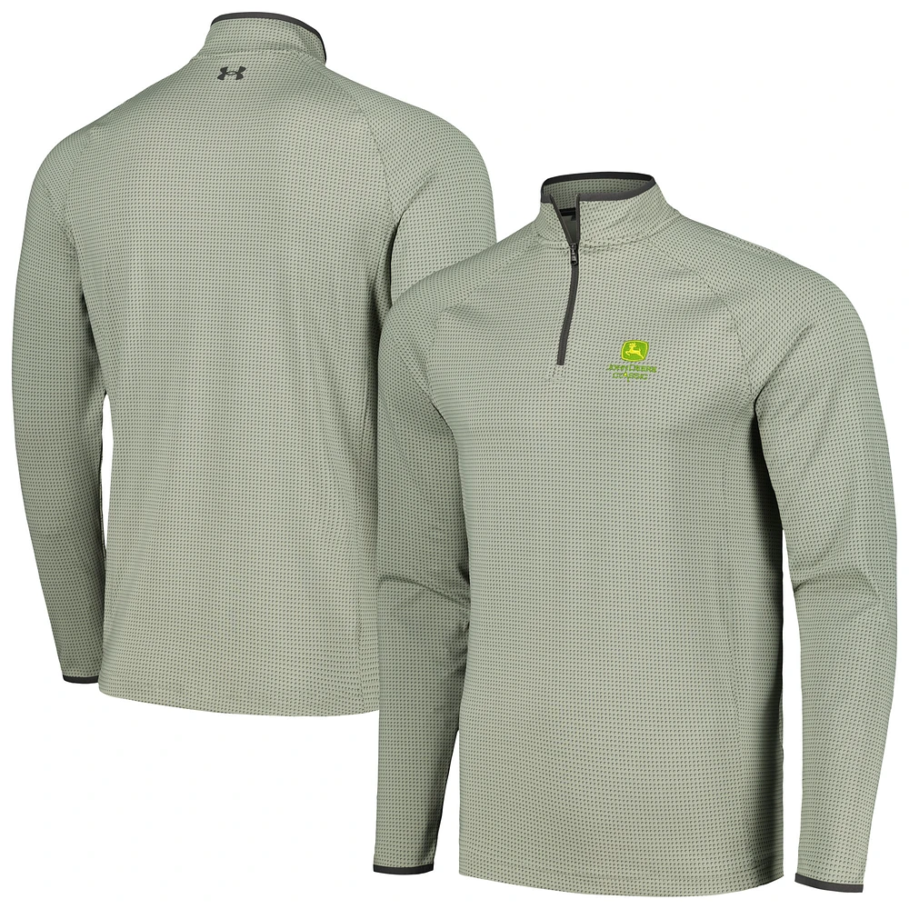 Men's Under Armour Green John Deere Classic Tee To Green Half Moons Print Raglan Quarter-Zip Top