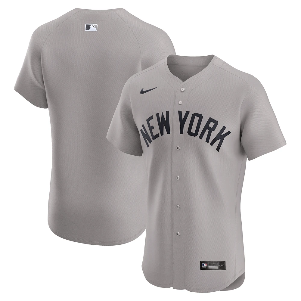 Men's Nike Gray New York Yankees Road Elite Jersey