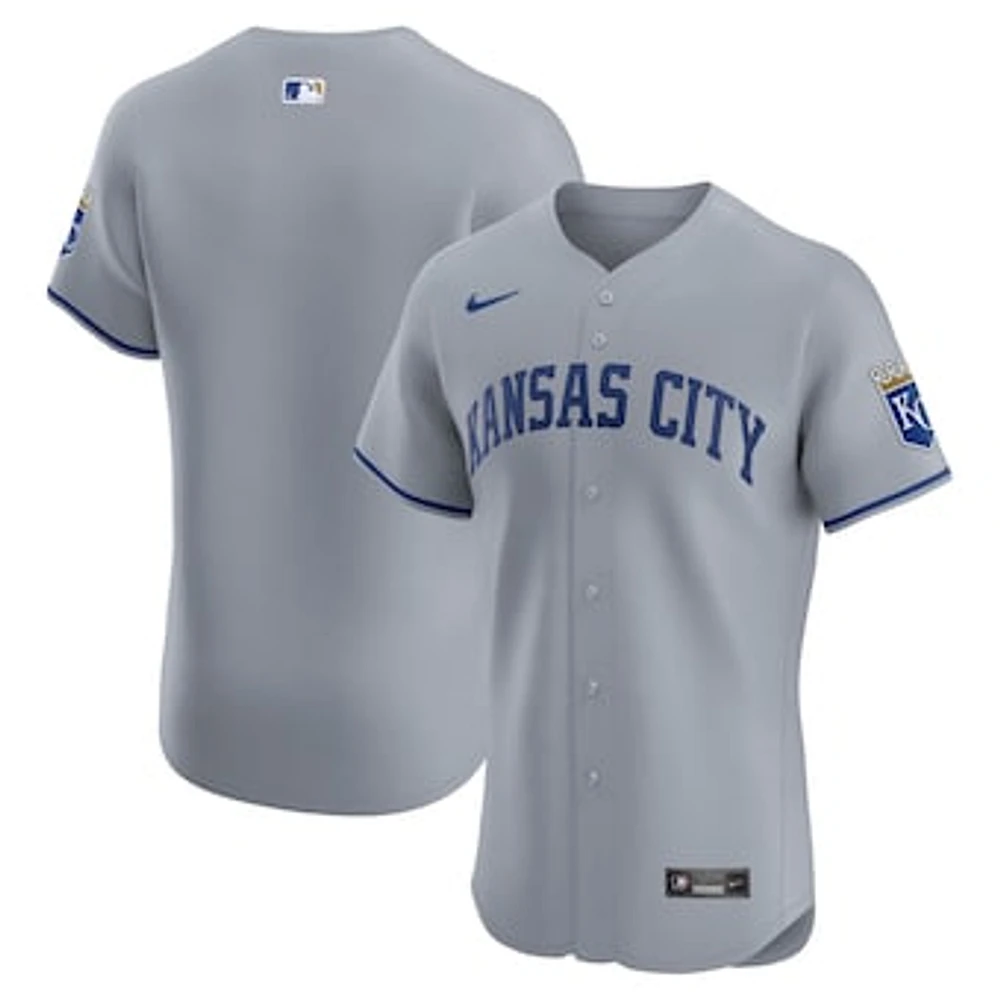 Men's Nike  Gray Kansas City Royals Road Vapor Premier Elite Patch Jersey