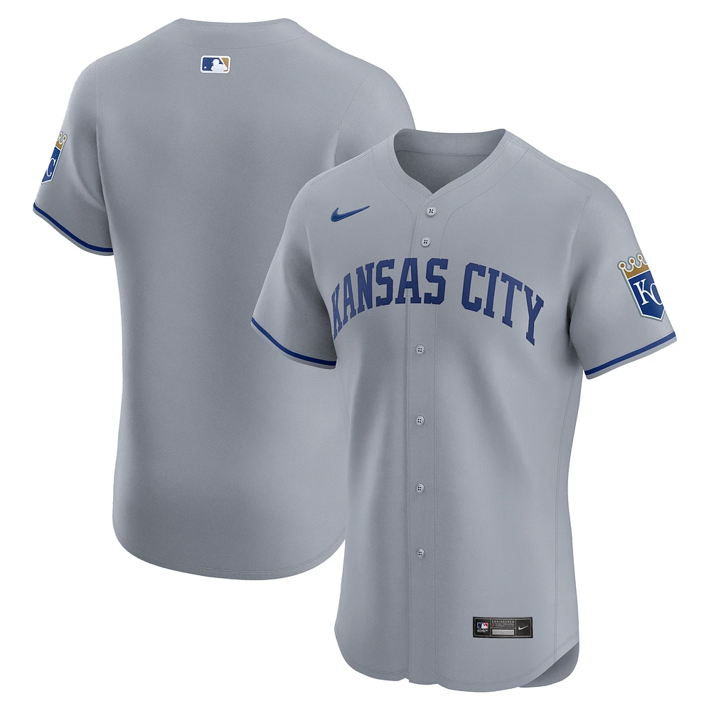 Men's Nike Gray Kansas City Royals Road Vapor Premier Elite Patch Jersey