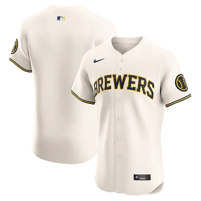 Men's Nike Cream Milwaukee Brewers Home Elite Jersey