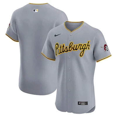 Men's Nike  Gray Pittsburgh Pirates Road Vapor Premier Elite Patch Jersey