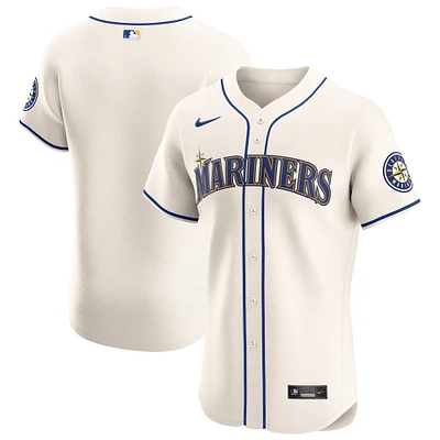 Men's Nike Cream Seattle Mariners Alternate Vapor Premier Elite Patch Jersey