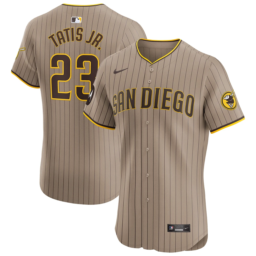 Men's Nike Fernando Tatis Jr. Tan San Diego Padres Alternate Elite Sponsor Patch Player Jersey