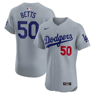 Men's Nike Mookie Betts Gray Los Angeles Dodgers Alternate Elite Player Jersey