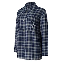 Women's Concepts Sport Navy Dallas Cowboys Arctic Boyfriend Flannel Nightshirt