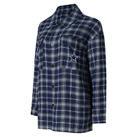 Women's Concepts Sport Navy Dallas Cowboys Arctic Boyfriend Flannel Nightshirt