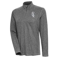 Women's Antigua  Heather Black Chicago White Sox Confront Quarter-Zip Pullover Top