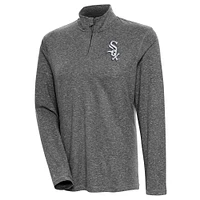 Women's Antigua  Heather Black Chicago White Sox Confront Quarter-Zip Pullover Top