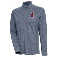 Women's Antigua  Heather Navy Los Angeles Angels Confront Quarter-Zip Pullover Top