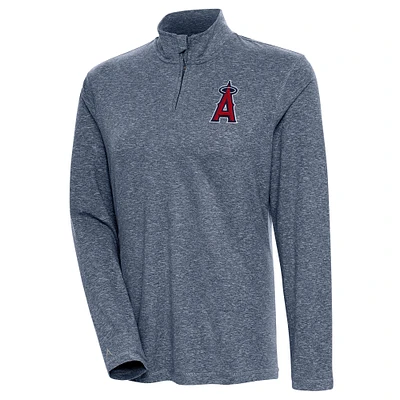 Women's Antigua  Heather Navy Los Angeles Angels Confront Quarter-Zip Pullover Top