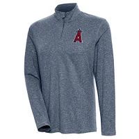 Women's Antigua  Heather Navy Los Angeles Angels Confront Quarter-Zip Pullover Top