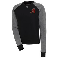 Women's Antigua  Black/White Arizona Diamondbacks Flier Bunker Tri-Blend Pullover Sweatshirt