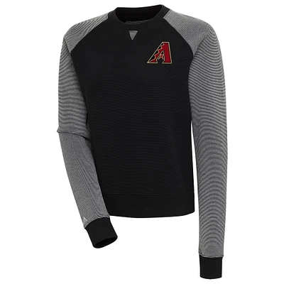 Women's Antigua  Black/White Arizona Diamondbacks Flier Bunker Tri-Blend Pullover Sweatshirt