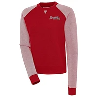 Women's Antigua  Red/White Atlanta Braves Flier Bunker Tri-Blend Pullover Sweatshirt