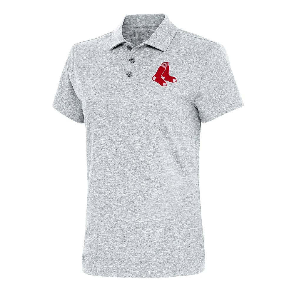 Women's Antigua Heather Gray Boston Red Sox Motivated Polo