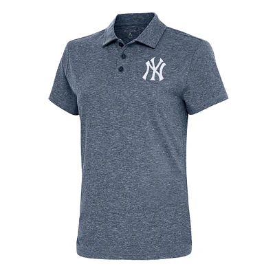 Women's Antigua  Heather Navy New York Yankees Motivated Polo