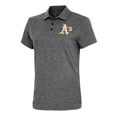 Women's Antigua Heather Black Athletics Motivated Polo